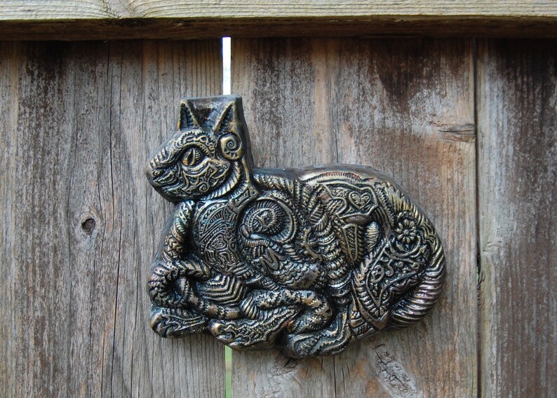 Cat Lover Gift Outdoor Wall Art, Pet Memorial Stone Sculpture image 1