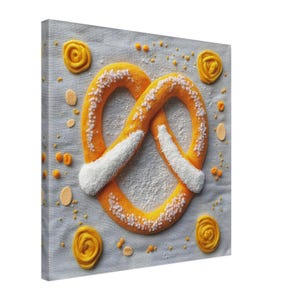 Salty Pretzel, Felt Artwork of a Sprinkled Pretzel, Textile Art Canvas Print