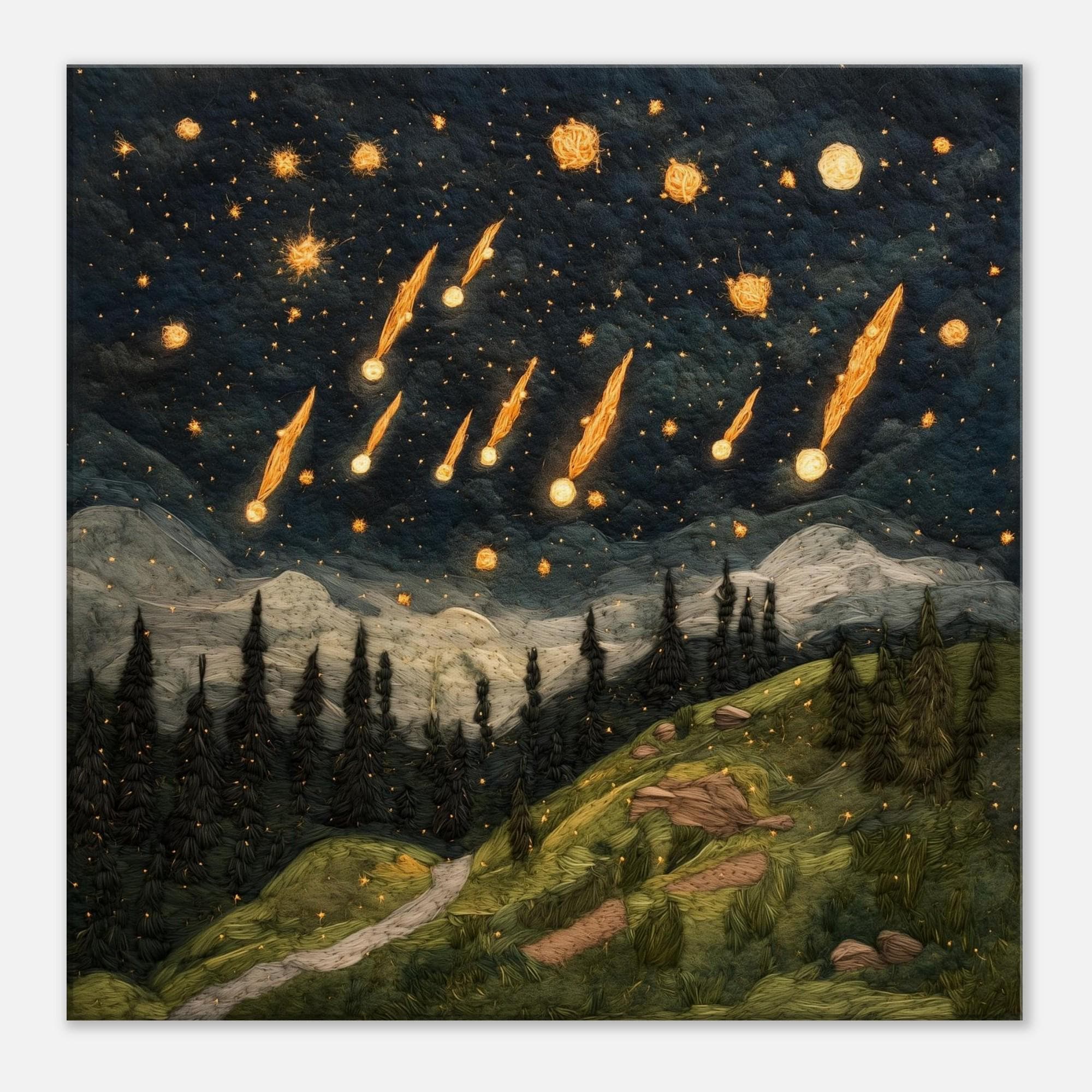 画材 Meteor Shower Meteor Shower Night, Felt Artwork of Falling Stars, Textile Art