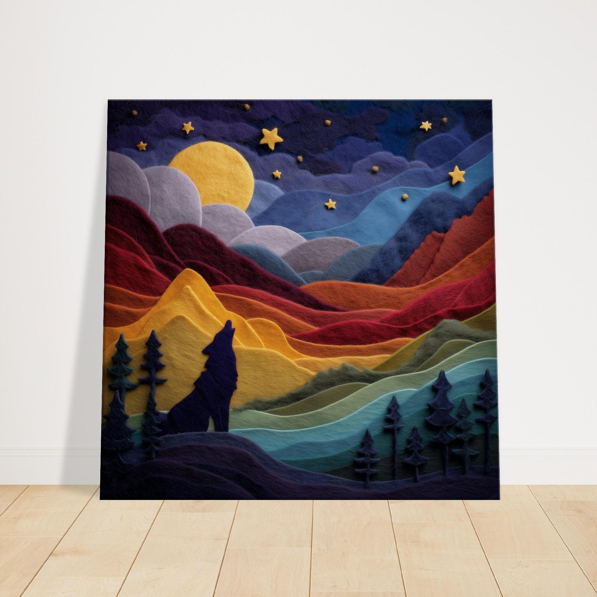 Werewolf's Howl, Felt Artwork of a Howling Wolf, Textile Art Canvas ...