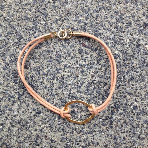 Items similar to Leather and Brushed Gold Bracelet on Etsy