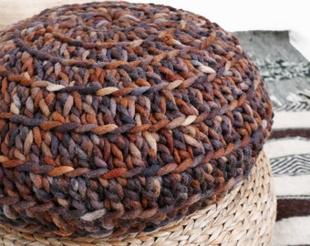 Ecru Thick Cotton Big Floor Cushion Crochet
