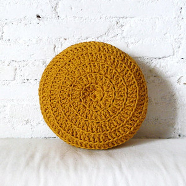 Round Pillow Crochet- mustard