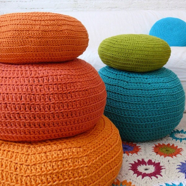 Floor Cushion Crochet Orange