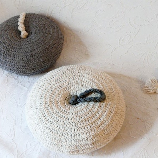 Round Pillow Crochet - Ecru