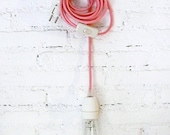 Textile cable lamp with switch and plug - pink