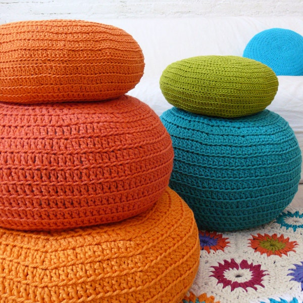 Floor Cushion Crochet - Orange