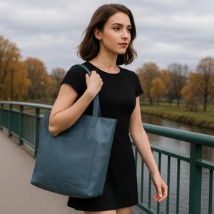 Leder-Einkaufstasche für Frauen - Geburtstagsgeschenk, Geschenkidee zum Muttertag, Leder-Einkaufstasche mit Reißverschluss