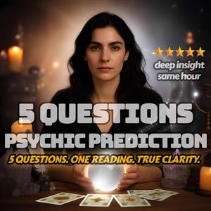 5 Question Psychic Prediction – SAME HOUR Reading with Fast, Accurate Insight on Love, Rela3tionships, Life Direction & Spiritual Clarity