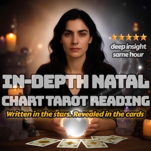 Carte détaillée du thème du Natal et lecture du tarot - Astrologie personnalisée À LA MÊME HEURE + aperçu complet du tarot sur le chemin de vie, le but - Alignement énergétique