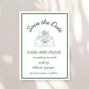 Hand Drawn Save the Date Template for wedding table illustrations editable template