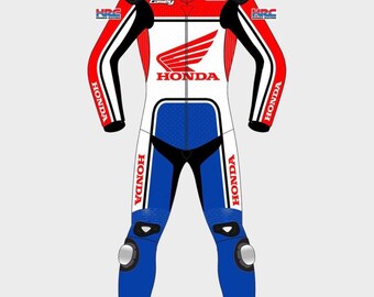 Honda HRC Leather Racing Suit – Premium MotoGP Track Gear – Custom Handmade Motorcycle Suit – CE Armored Honda Racing Corporation Biker Suit