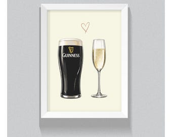 Guinness and Prosecco Print