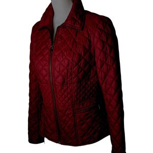Vtge Cache Wmns M quilted jacket wine Y2K B38" W33" CB24"Sl 24.75" Hips 44" VGUC