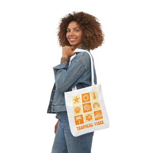 Tropical Vibes Canvas Tote Bag | Summer Beach Bag, Eco-Friendly Shopper, Vacation Tote, Gift for Her, Travel Accessory