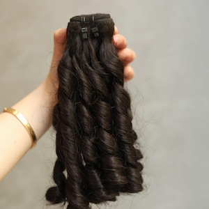 Natural Curly Hair Bundles - 100g Virgin Human Hair | Bouncy Spiral Curls | Handmade Sew-In Hair Extensions