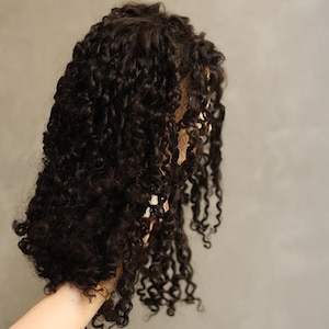 Short Curly Pixie Wig Human Hair | Natural Black Kinky Curly Lace Closure Wig | Handmade Afro Curly Wig for Black Women
