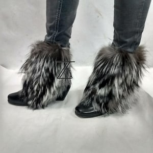 Real Fox Fur Leg Warmers / Fur Cuffs / Fur Boot Covers / Winter Fur Boot Cuffs, Shoes Cover Fur,spats shoes fur.