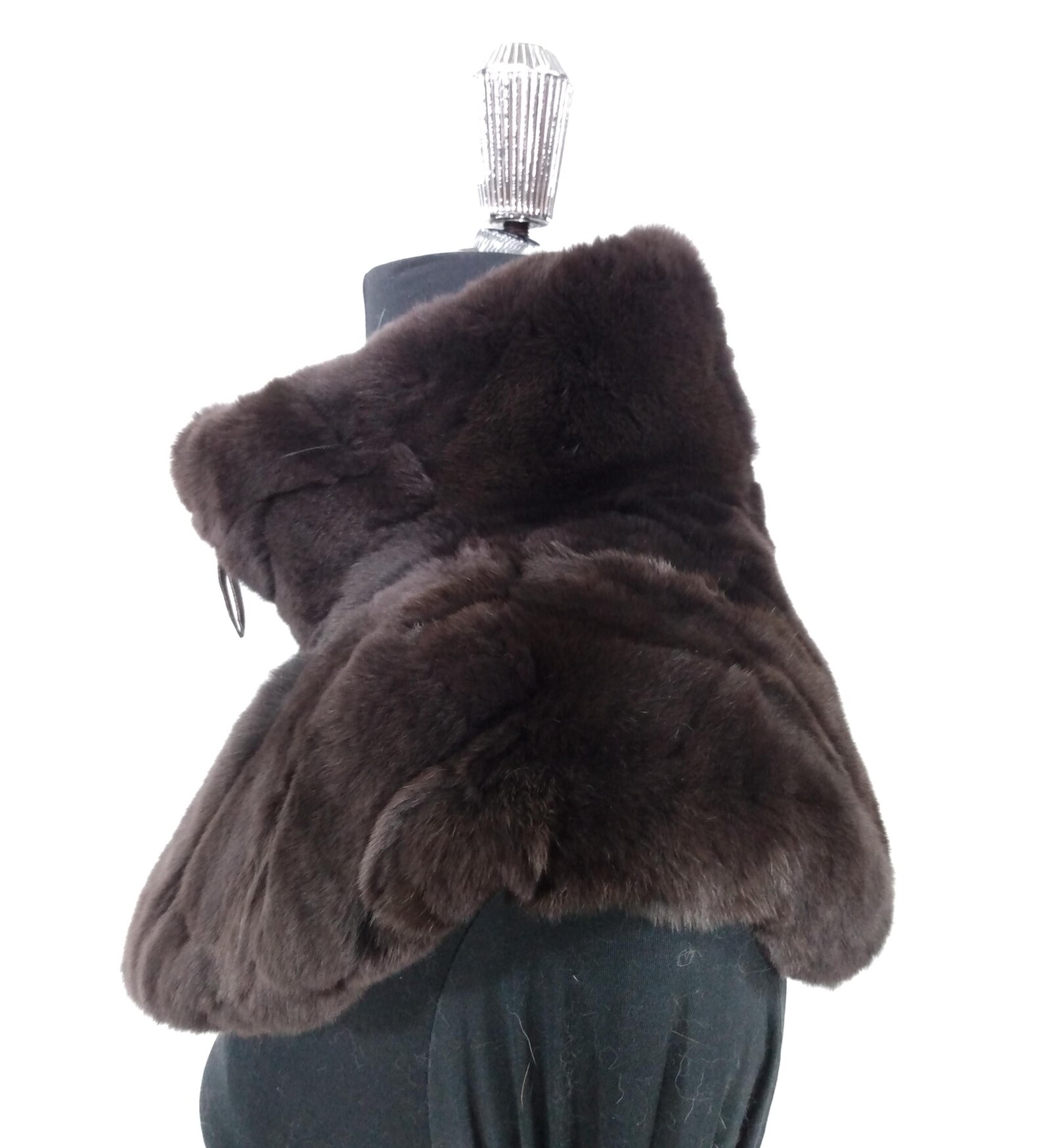 Real Rex Rabbit Fur Neck Style Collar in Brown Color. Handmade. Luxury ...