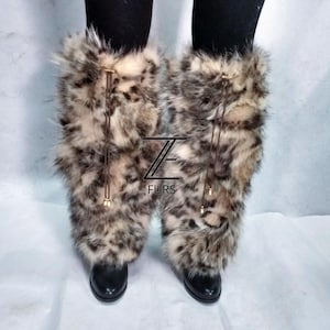 Real Fox Fur Leg Warmer / Fur leg cuffs / Fur boot covers / Winter Furry Long Boot Cuffs.