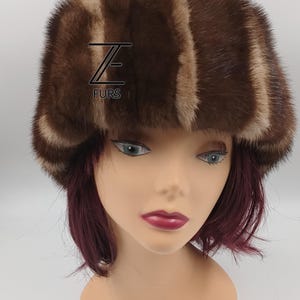 Genuine mink fur headband or collar. Elastic round winter fur scarf, neck or head warmer. Fur covers both sides.