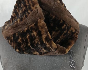 Cuello de piel de visón unisex, cuello retorcido, calentador hecho a mano, bufanda infinita de piel de zorro, cuello de doble cara.
