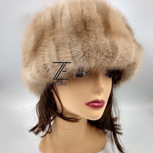 Genuine mink fur headband or collar. Elastic round winter fur scarf, neck or head warmer. Fur covers both sides.