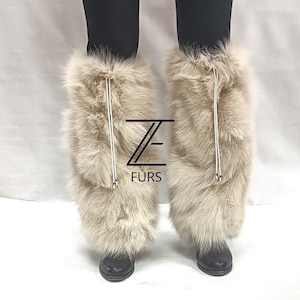 Real Fox Fur Leg Warmer / Fur leg cuffs / Fur boot covers / Winter Furry Long Boot Cuffs