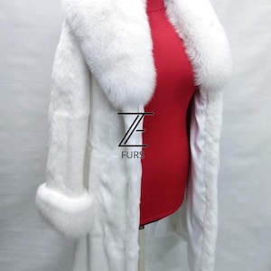 Women&#39;s Brand New Jacket. white rex fullskin fur with white fox collar! Real natural genuine fur! and in many colors.