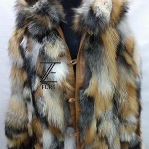 Men&#39;s Brand New Jacket Real HOODED FOX Fur coat.Fluffy Fur from CROSS color excellent quality fox fur.