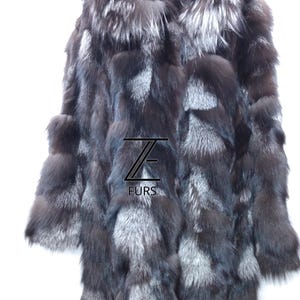 Real Silver Fox Fur Hooded Coat. Men’s Brand New Coat.