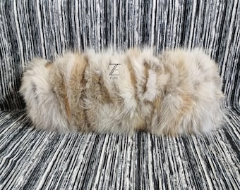 Handmade Fox Fur Bolster Pillow Cover, Cylinder Neck Roll