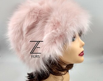 Vintage 70s Big Fluffy Natural Fox Fur Hat Novotny Vintage Fox Fur Hat Tam 22 1/4 main image 4