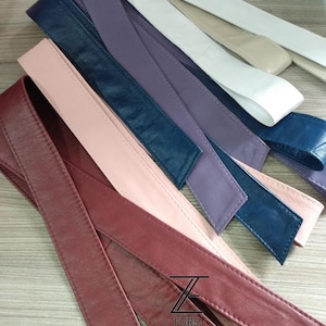 Handmade Lambskin Leather Wrap Belt, Soft Tie Belt, Custom Sizing