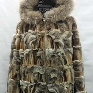 Herren Natürlicher Fuchspelz Kapuzenmantel, Luxus Winter Oberbekleidung.