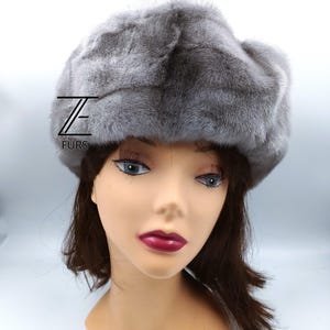 Genuine mink fur headband or collar. Elastic round winter fur scarf, neck or head warmer. Fur covers both sides.