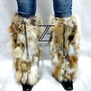 fluffy Leg Warmer.Fur boot covers.Real Fox Fur Leg Warmer. Handmade. Fur leg cuffs. Luxury gift