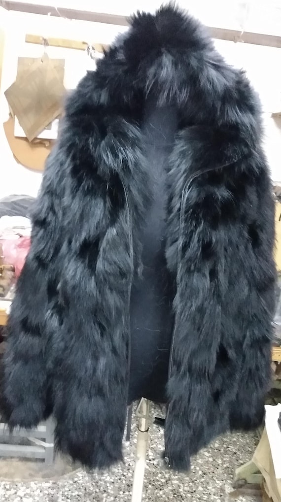 本物Fox黒毛皮コート 2025 新リアルナチュラルシルバーフォックスの