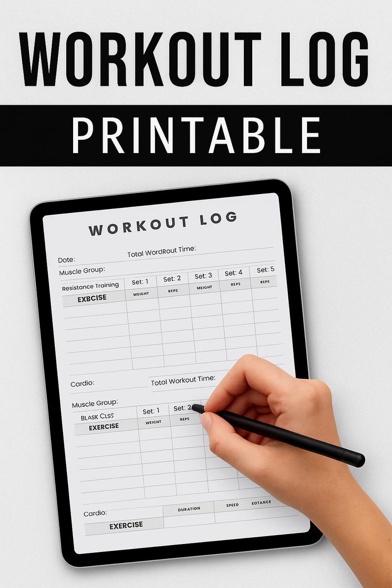 Minimalist Workout Log | Printable Fitness Tracker | Gym & Cardio ...