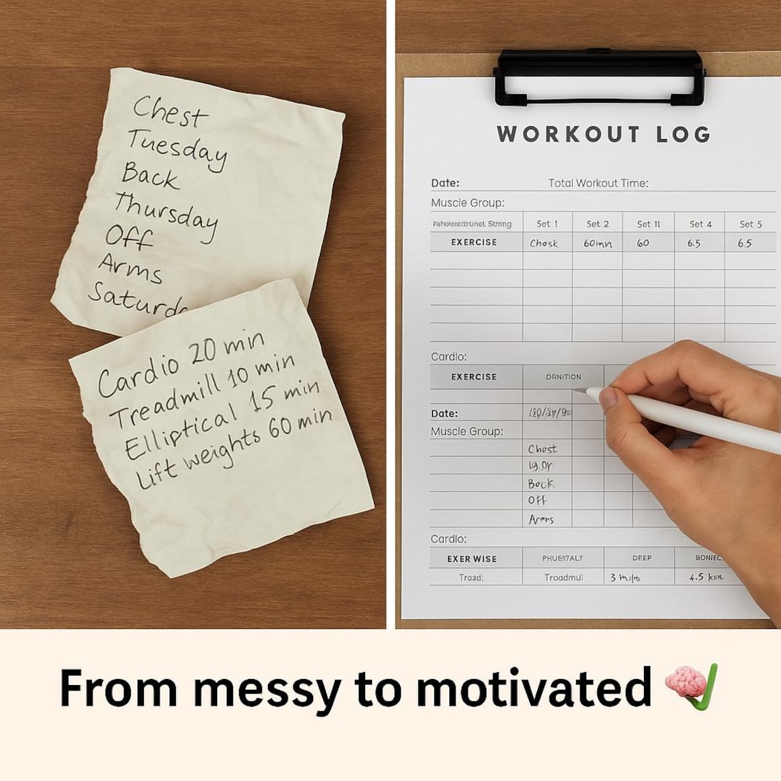 Minimalist Workout Log | Printable Fitness Tracker | Gym &amp; Cardio Planner | Weightlifting ...