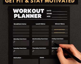 Printable Workout Planner | Weekly Fitness & Meal Tracker (Digital Download)