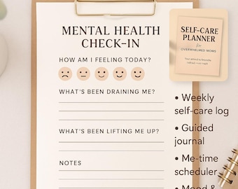 Self-Care Planner for Moms: Mental Health Journal (Printable PDF)