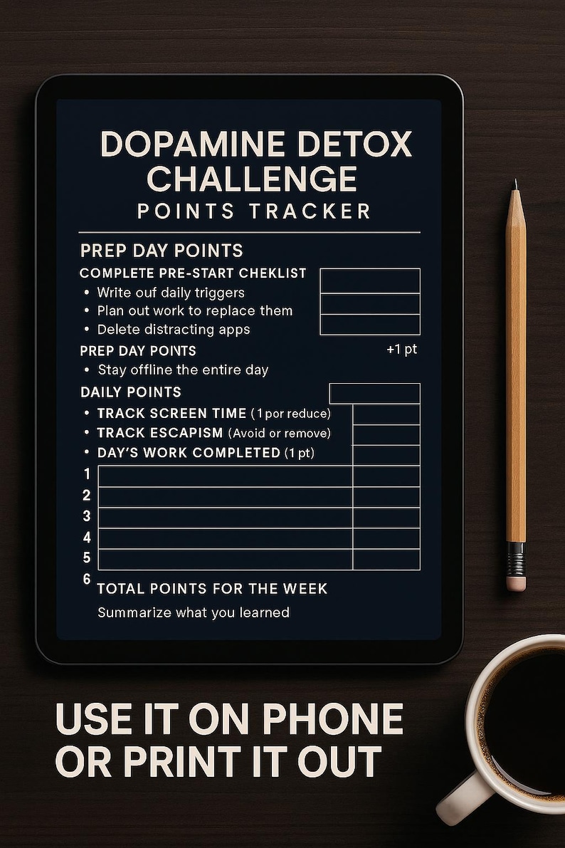 Dopamine Detox Challenge | 7-day Tracker for Focus, Discipline ...