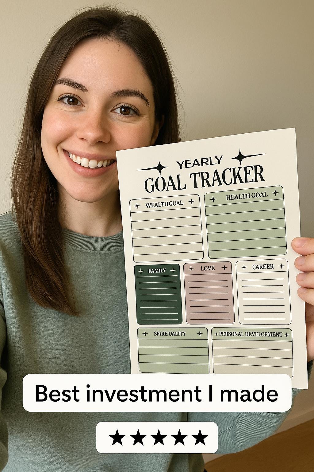 Minimalist Yearly Goal Tracker | Printable Life Planner Page for