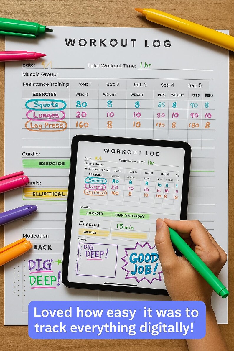 Minimalist Workout Log | Printable Fitness Tracker | Gym & Cardio ...