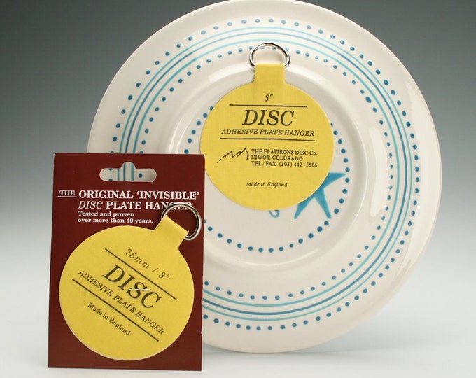 Set of Two 2 Medium Plate Hangers Invisible Disc Plate Walls Hanger 3