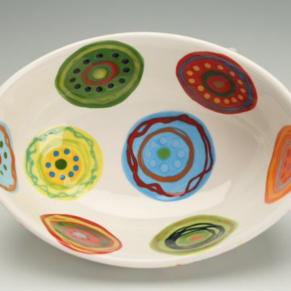 Personal Bowl Medallion Circles Hand Painted Colorful Small Serving