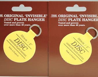 Plate Hangers Set of Two (2) 2" Small - Invisible Disc Plate Walls Hanger - 2" For Plates Up To 6", Plate Wall Hanger