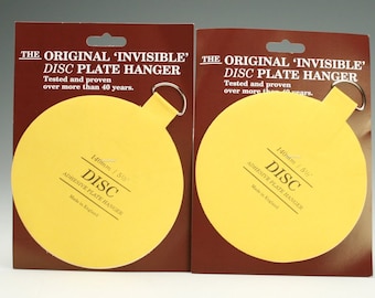 Two (2) Extra Large Plate Hangers Invisible Disc - 5-1/2" For Plates Up To 6-1/2 Pounds, Plate Wall Hanger