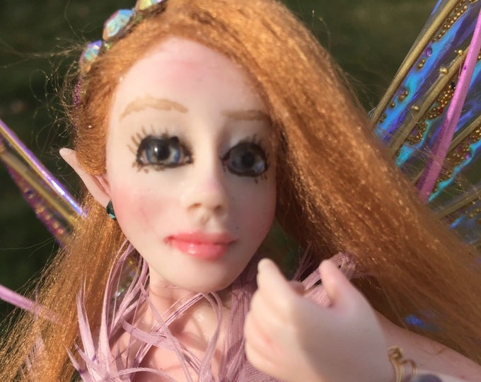 OOAK Fairy Art Doll Hand Sculpted Faerie Polymer Art Doll Fairy